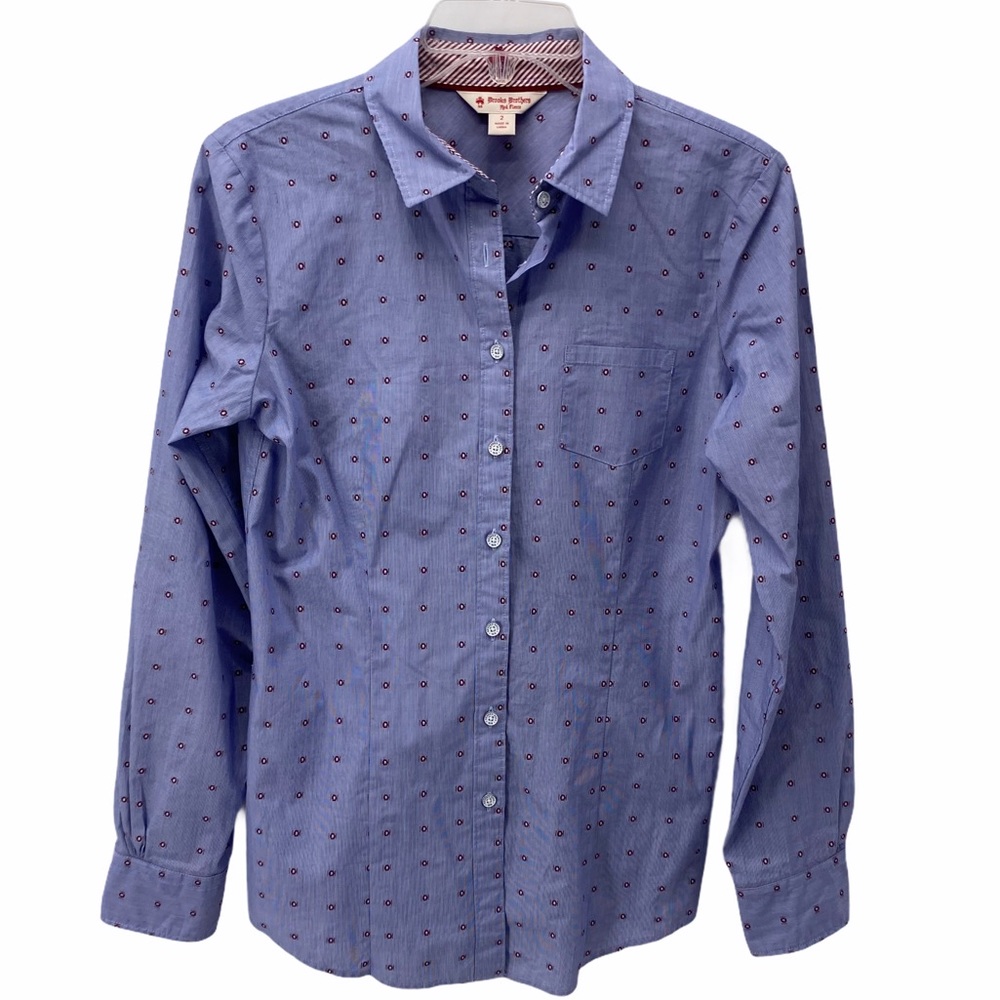 BROOKS BROTHERS MICRO STRIPE GEO PRINT BLOUSE 2